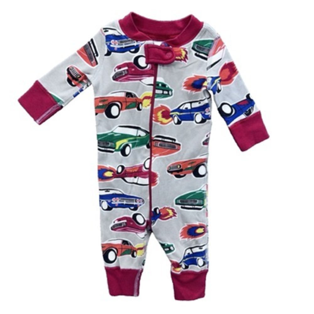 Hanna Andersson Baby Sleeper Pajama Hot Rods ‎ 0-6M 50cm Red Gray